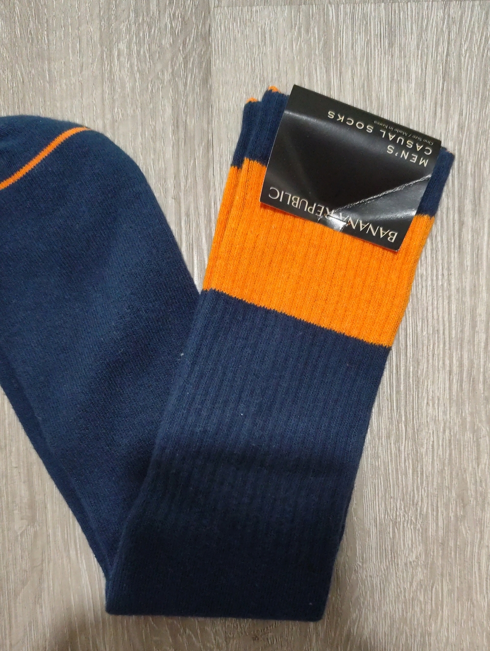 Banana Republic Men's Navy Socks with Orange Cuff
